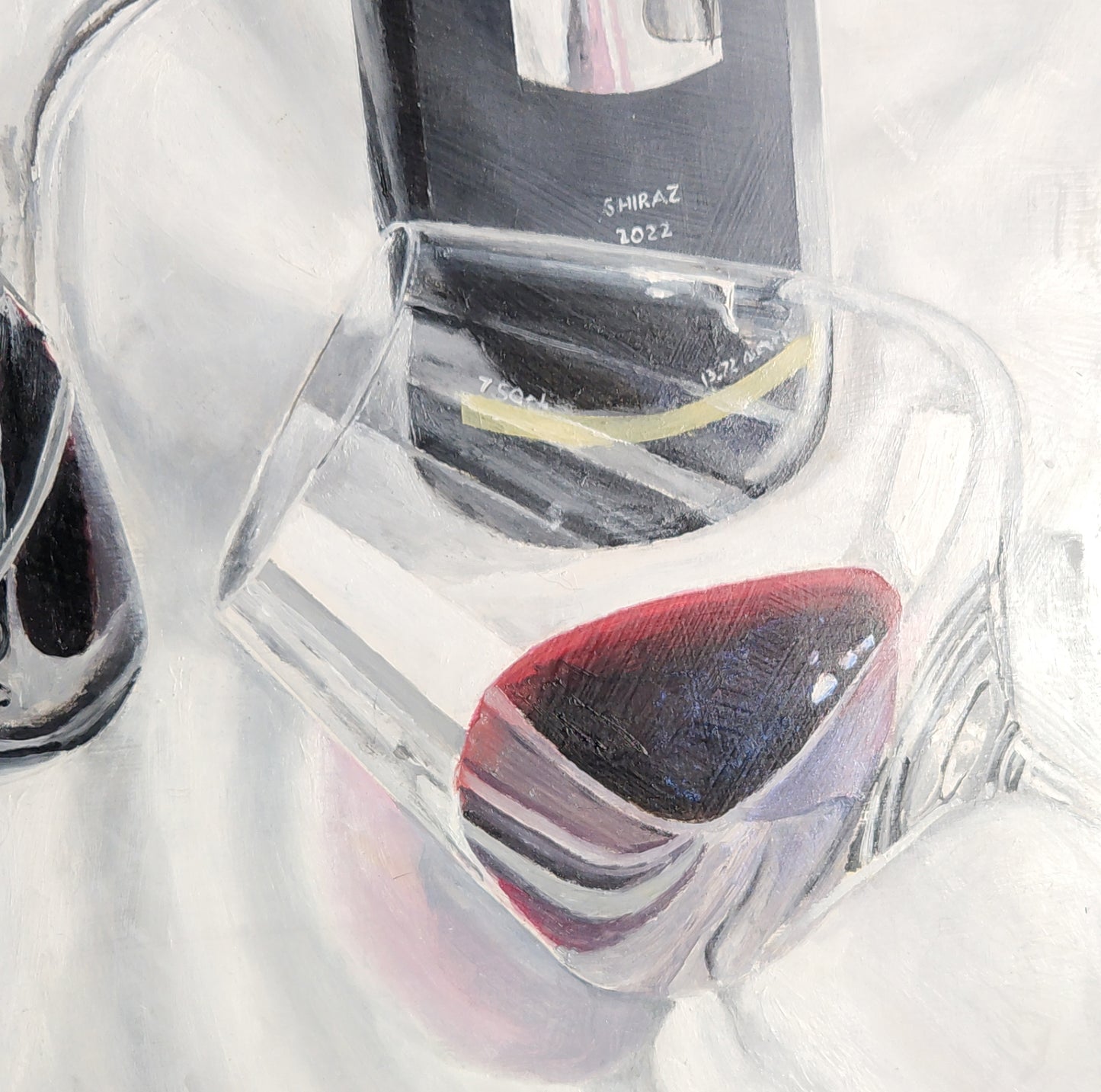 Wine With Decanter and Glass on White Tablecloth